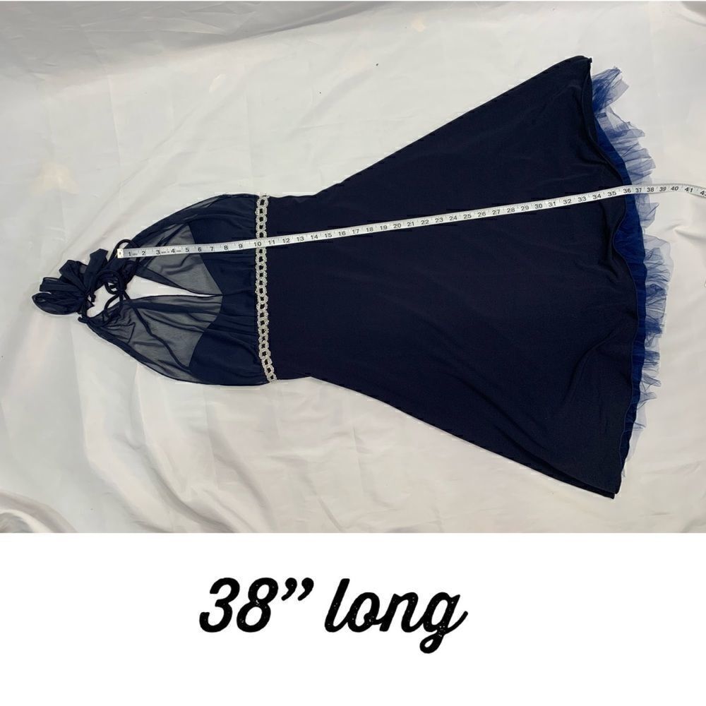 Teeze Me Navy halter dress w/silver sparkl… - Picture 7 of 11